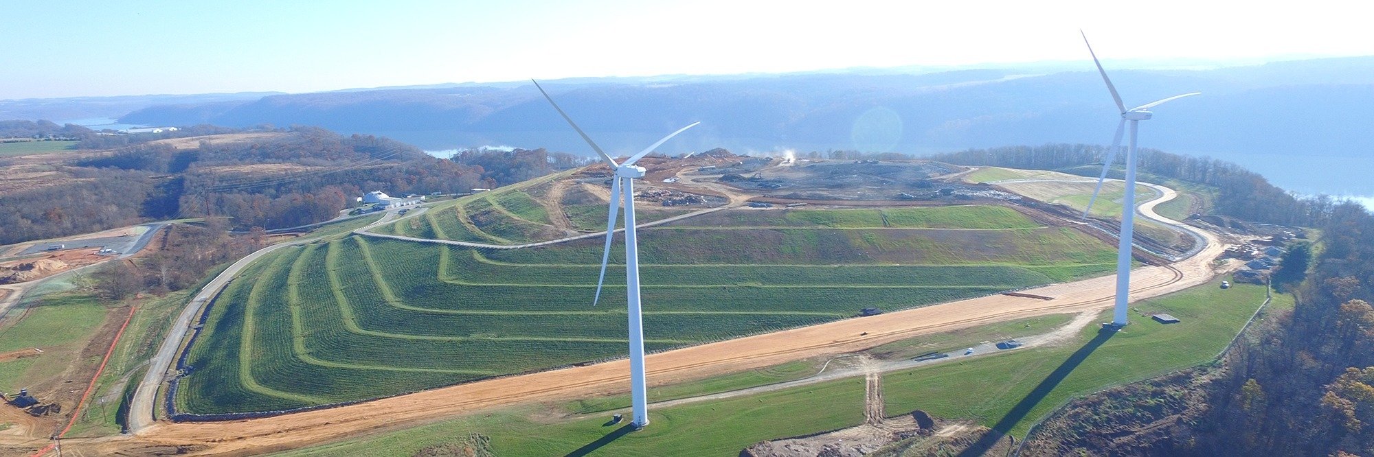 Above: Two wind turbines that powered operations at Turkey Hill Dairy